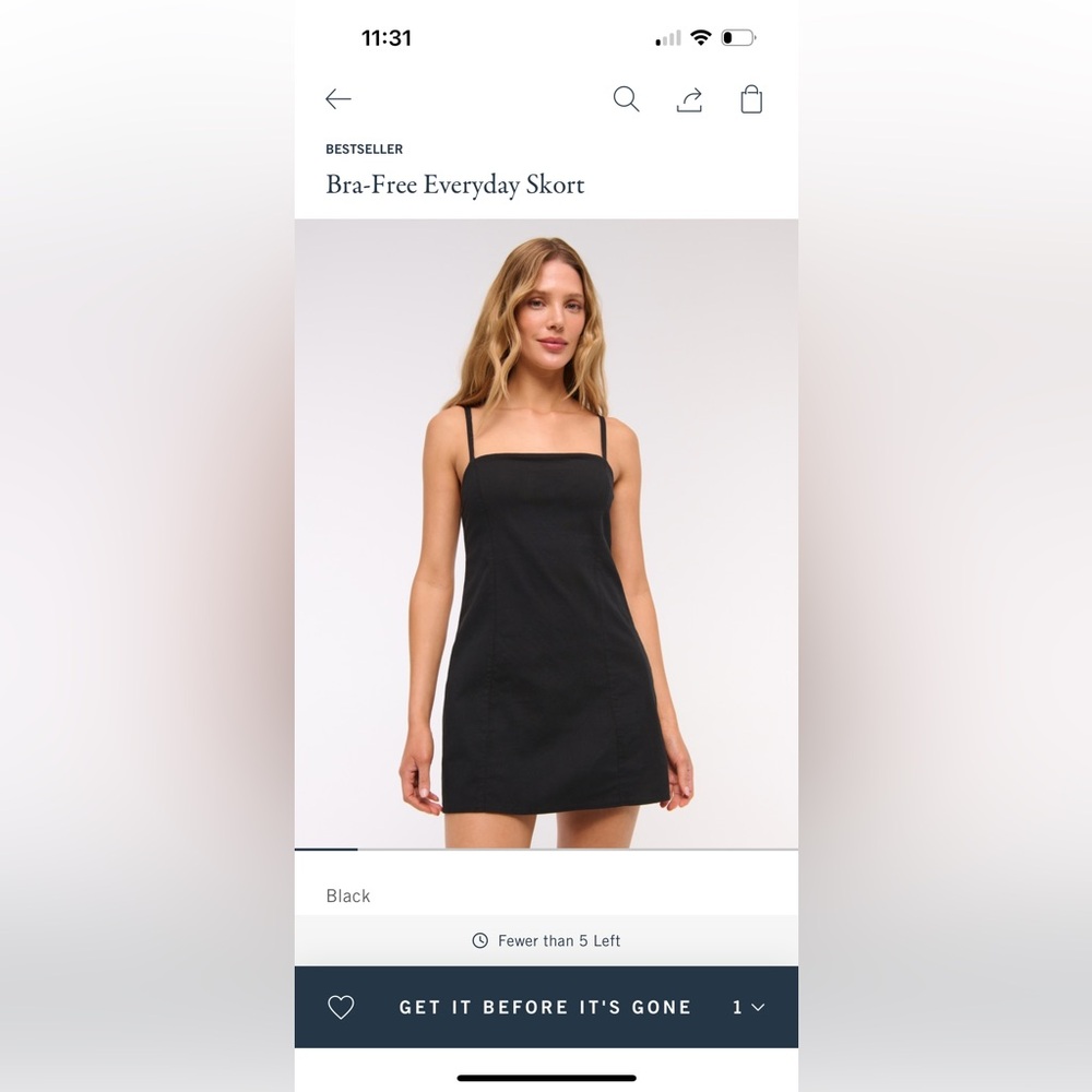 Abercrombie & Fitch Women's Bra Free Everyday Black Skort Dress